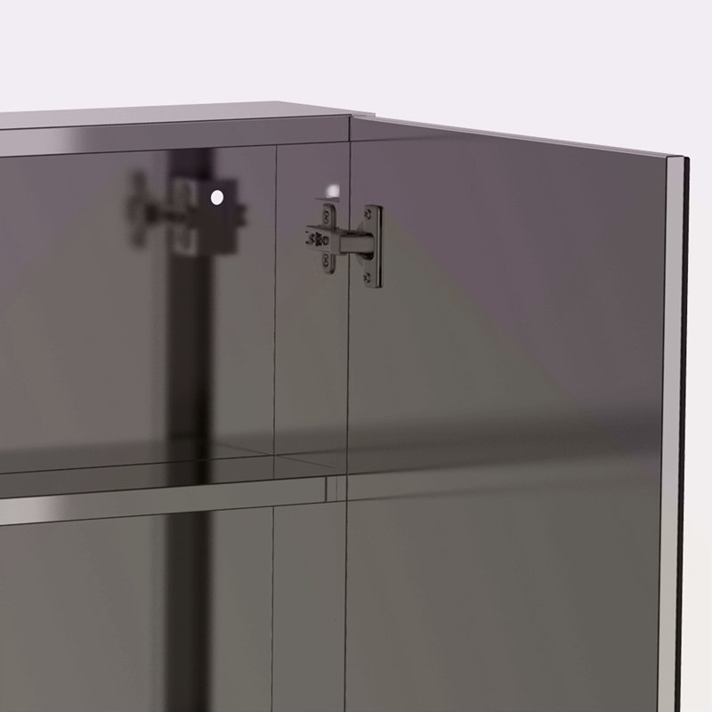 Armoire à pharmacie avec cadre en acier inoxydable 24 po x 26 po pour salle de bain, organisateur de rangement mural avec portes doubles, argent