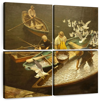 Pêcheurs du port foncé de Senne