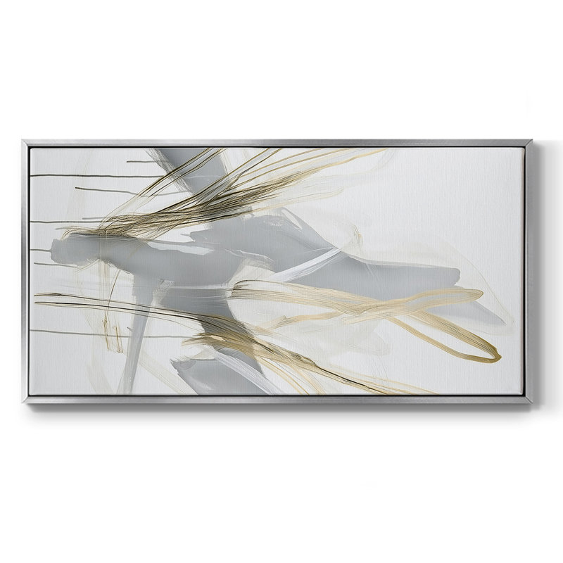 Abstract Series-DCCXLIII- Framed Gallery Wrapped Canvas -Ready to Hang, Silver, 21" H x 41" W