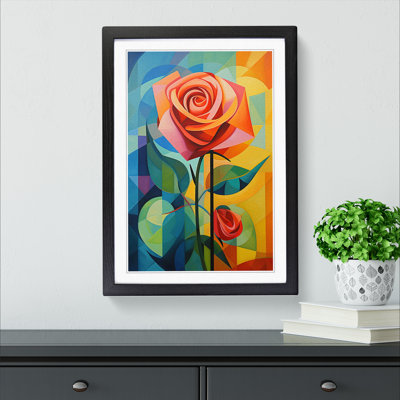Rose Cubism - Single Picture Frame Print on Wood