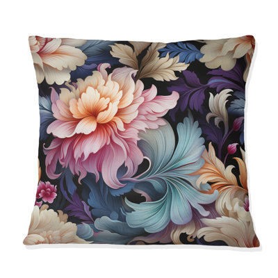 Coussin décoratif en polyester à motif cachemire bleu et rose