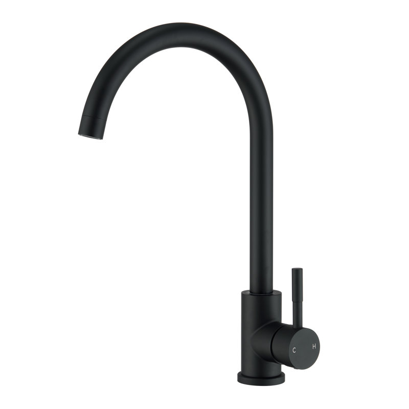 Stainless Steel Single Handle High-Arc Kitchen Faucet, Matte Black
