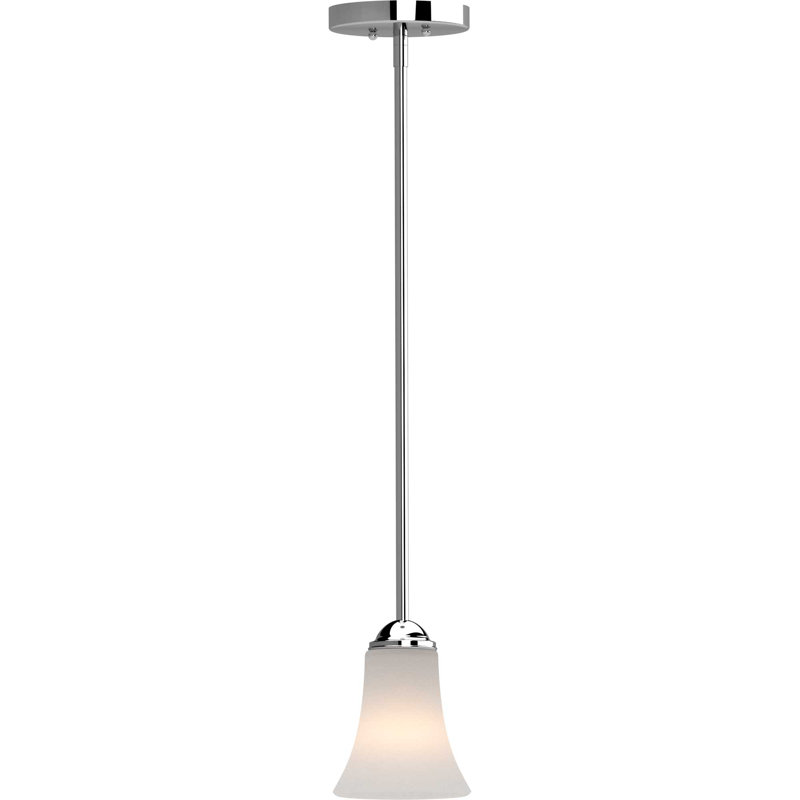 Mini-luminaire suspendu en nickel poli 1 lumière avec abat-jour en verre givré Alesia