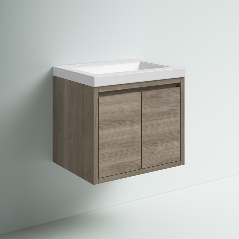 24.5" Wall-Mount Single Bathroom Vanity With Cultured Marble Top, Forest Elm