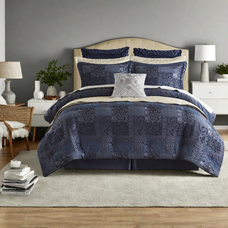 Ensemble de literie pour grand lit 4 pièces luxueux en jacquard de polyester durable pour chambres élégantes