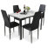 Modern Style 5-Piece Faux Marble Top Dining Table Set With 4 Faux Leather Upholstered Dining Chairs