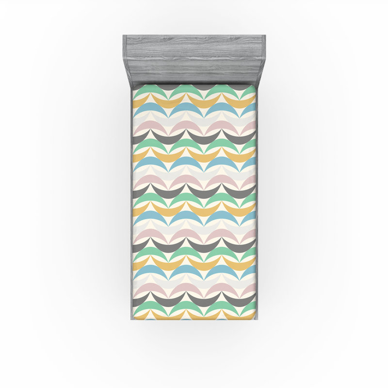Ambesonne Nature Fitted Sheet Leaves Botanical Style Art, Twin Fitted Sheet, Off White/Multicolor Abstract