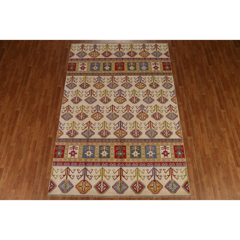 Tapis tribal ivoire Kazak 7 x 10