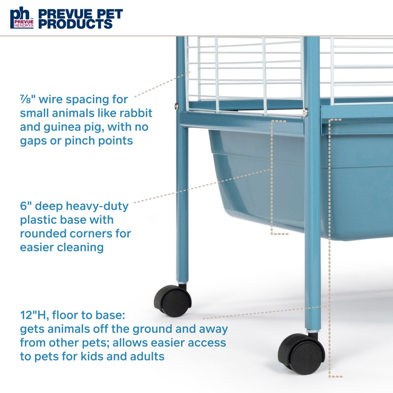 Blue Metal and Plastic Small Animal Cage with Rolling Stand