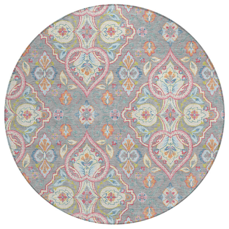 Tapis bohème intérieur / extérieur lavable à la machine Husby ACN2207, Rond 8 pi