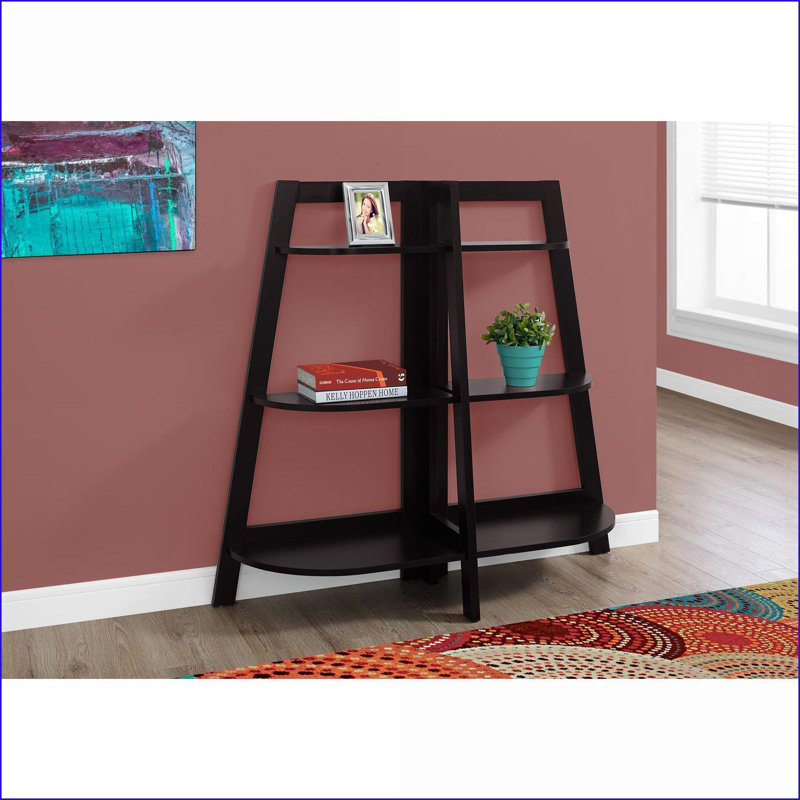 Bibliothèque, bibliothèque, étagère, 3 niveaux, h 48 po, bureau, chambre à coucher, stratifié brun, contemporain, moderne