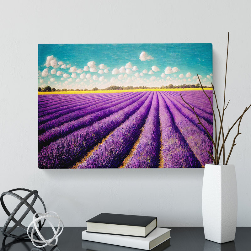 Dashing Lavender Flower Field - Wrapped Canvas, 50cm H x 76cm W x 3cm D