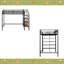 Lit mezzanine simple en métal avec grille de rangement supérieure et échelle de rangement latérale-1282038832