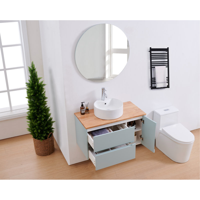 Miroir de salle de bain 80 cm, miroir rond, fixation murale