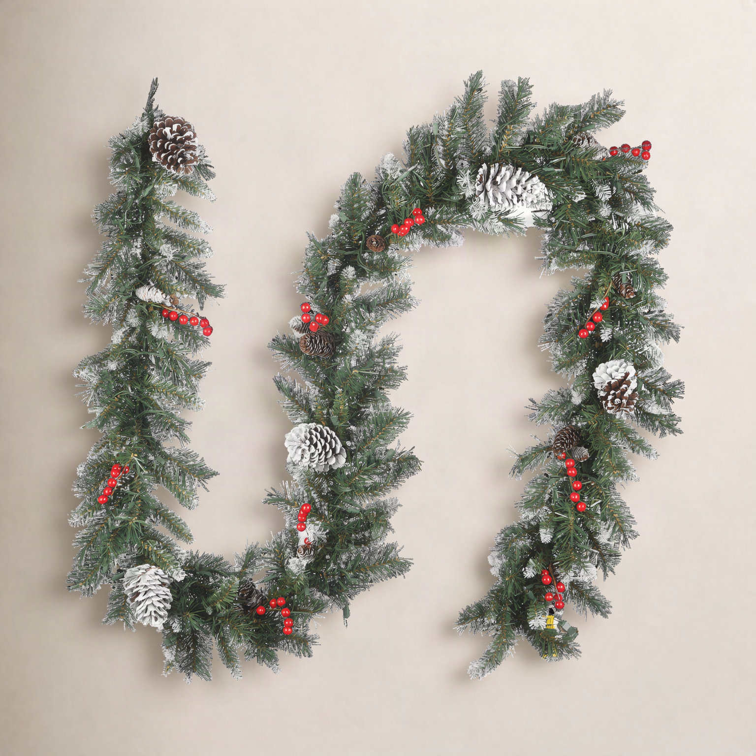 Leavon 108" Frosted Pre-Lit Berry Garland