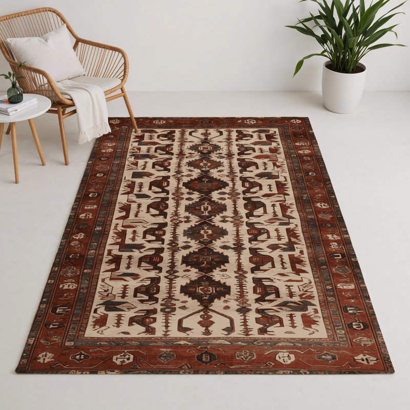 Tapis d'intérieur et d'extérieur brun Persian, Rectangle 9 pi x 12 pi