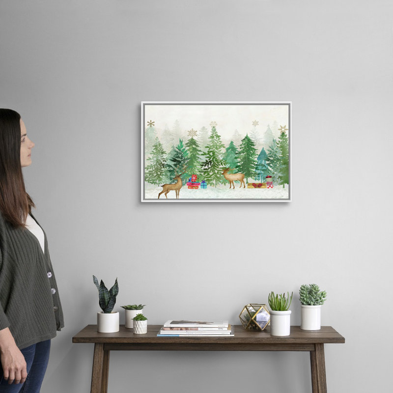 Magie de Noël - reproduction d'art sur toile, H 18 po x l 26 po x P 1,75 po, Cadre blanc