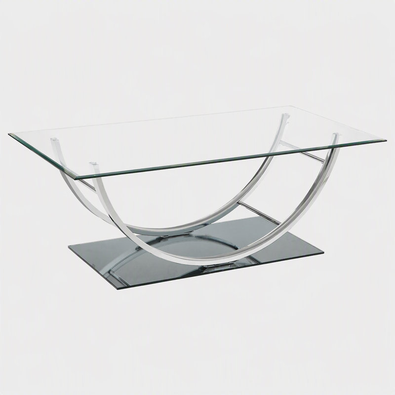 Rectangular U-Shaped Glass Top Coffee Table