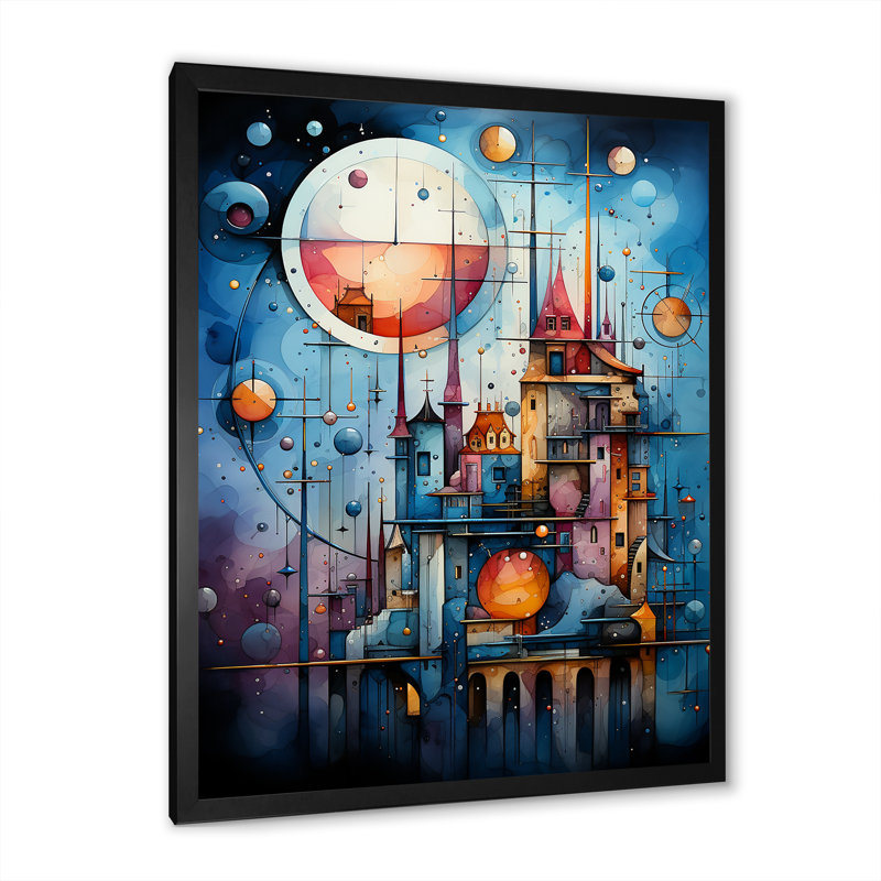 Décoration murale céleste «I» - Collages abstraits_106456, Cadre photo noir, H 44 po x l 34 po x P 1,5 po