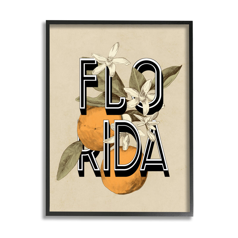 Florida Orange Blossoms State, Floride, Giclée encadrée noir minuit, H 30 po x l 24 po x P 1,5 po