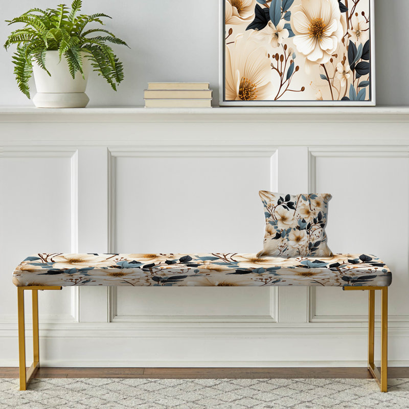 Banc blanc rembourré floral blanc Elegance Minimalist I