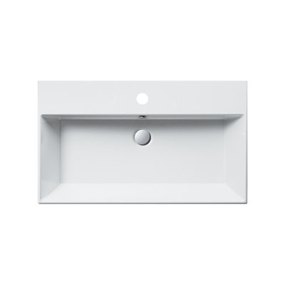 Lavabo de salle de bain encastré rectangulaire en céramique blanche Premium Series