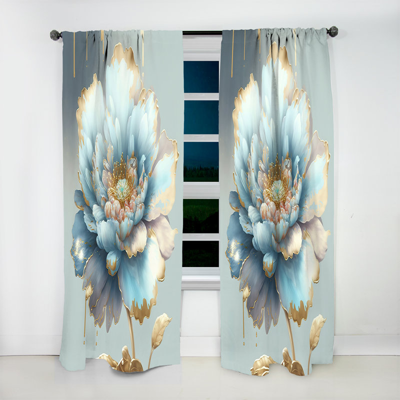 Rideau en velours floral chic 1, L 52 po x L 63 po