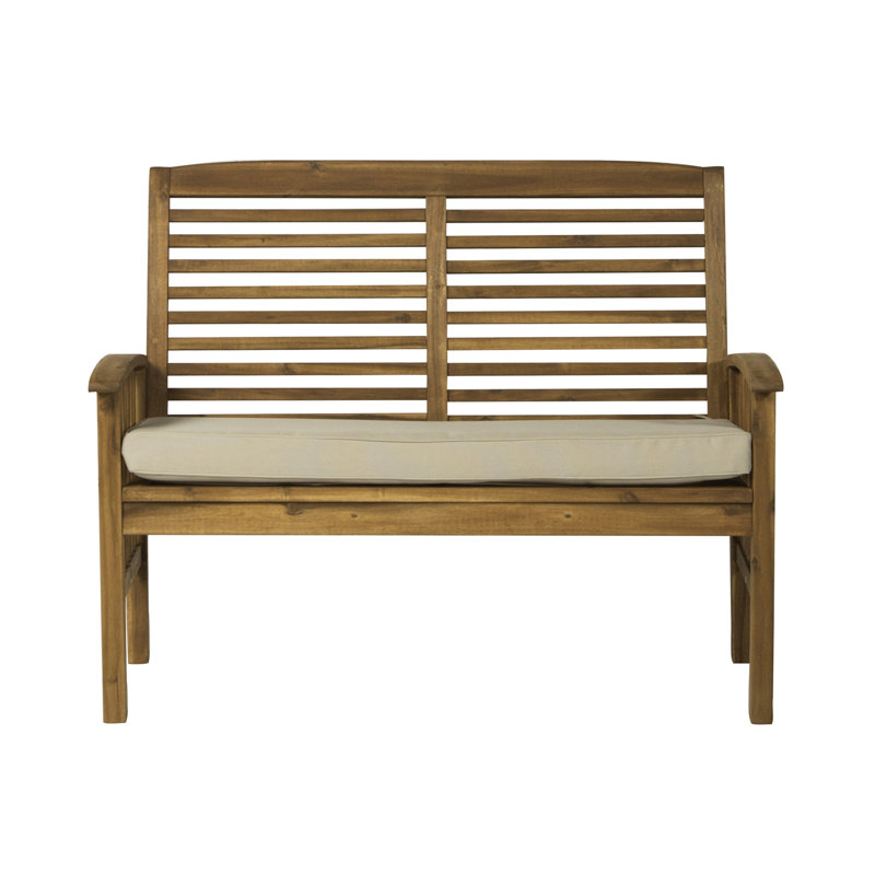 48'' Wide Rectangle Acacia Loveseat with Cushions, Brown