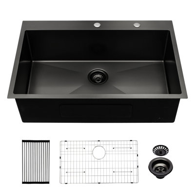 Évier de cuisine noir canon de fusil de 33 po - Acier inoxydable de calibre 16 avec résistance avancée à 33 x 22 po Excellent
