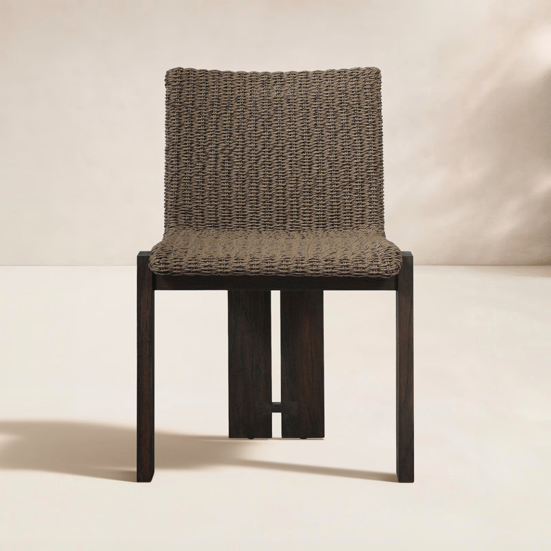 Roxy Outdoor Dining Chair-Faux Hyacinth, Stained Saddle Brown