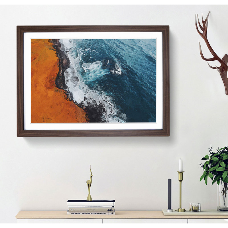 Snaefellsnes Coast in Iceland - Picture Frame Graphic Art Print, 36cm H x 48cm W x 2cm D, Walnut Framed