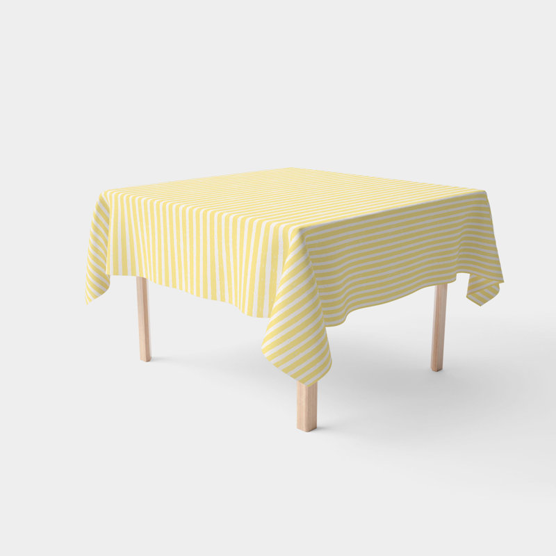 Square Tablecloth, 100% Cotton, 52X52", Lemonade Stripe