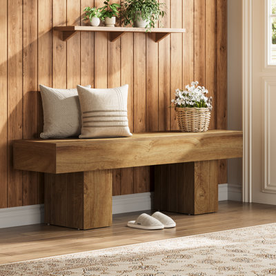 55" Wooden Entraway Bench, Indoor Bench End of Bed bench for Dining Room, Bedroom