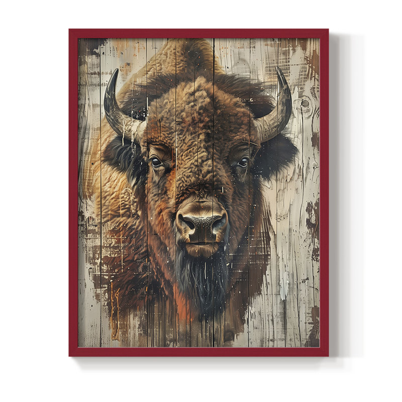 ANIMALS Series CDXCI, reproduction encadrée - bois massif, H 11 po x l 9 po, Rouge
