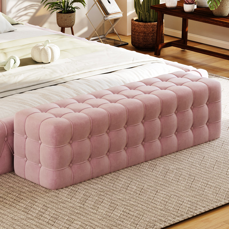 Banc rembourré 46,4 po, Rose