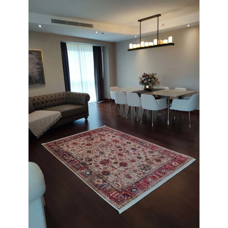 Mathai Performance Washable Oriental Indoor / Outdoor Rug, Rectangle 5'3" x 16'5"
