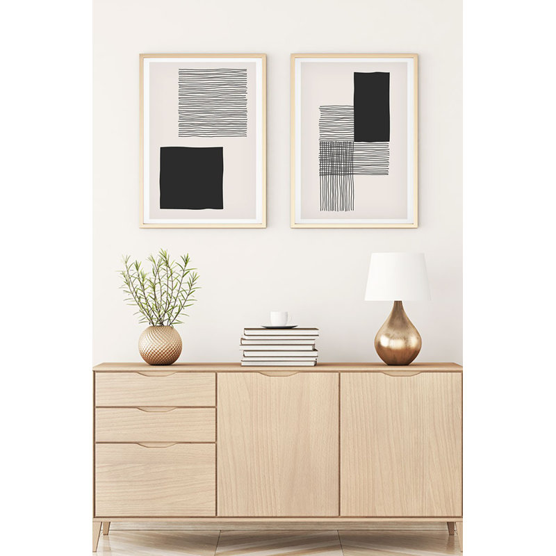 Elegant Decorative Framed MDF Paintings (2 Pieces), 19.7 x 27.6 inches Each | 100% MDF with 0.12 inch Thickness, 100% Solid Wood Frame with 1.0 inch Thickness | Stylish Wall Art for Home Décor, Perfect for Living Room & Bedroom