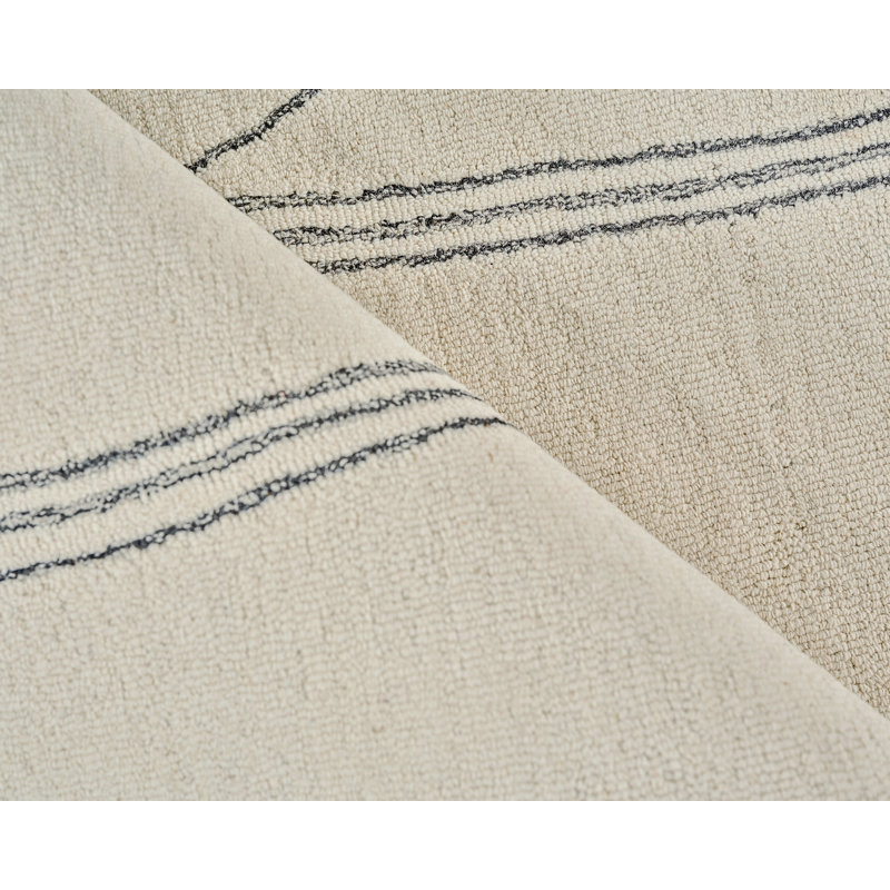Tangiers Hand Tufted Wool Area Rug in Ivory/Black, Rectangle 14' x 18'