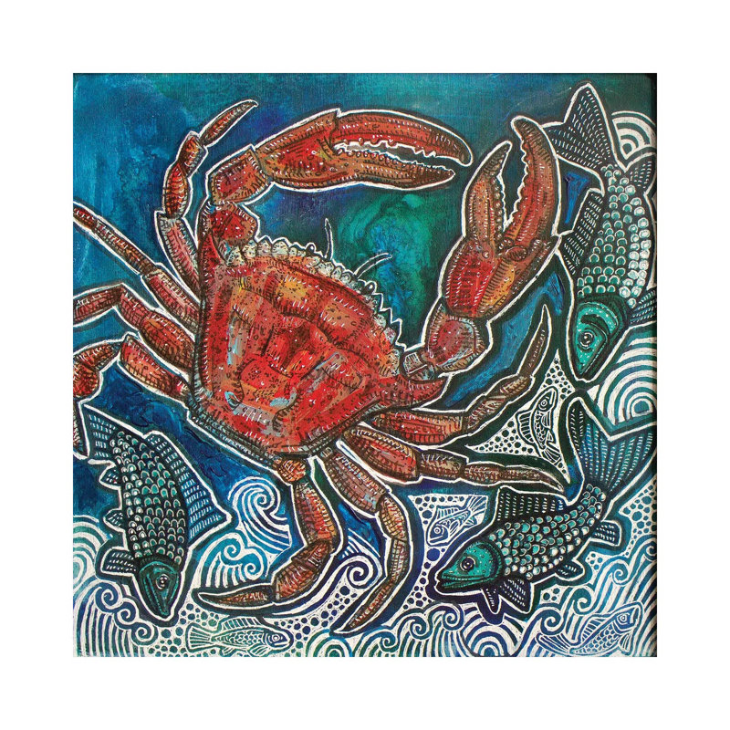 Feeling Crabby by Lynnette Shelley - Painting on Canvas, Wrapped Canvas, 30.48 cm H x 30.48 cm W
