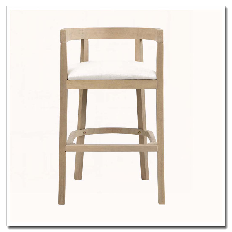 Tabouret de comptoir en bois d'hévéa, Beige