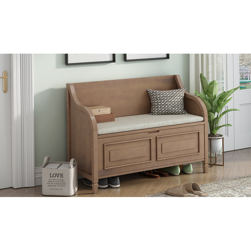 Banc de rangement rustique multifonctionnel (brun et beige), Naturel
