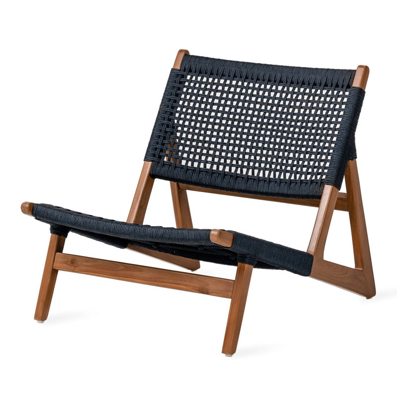Alizee Wood Outdoor Armless Lounge Chair, Amber, Indigo