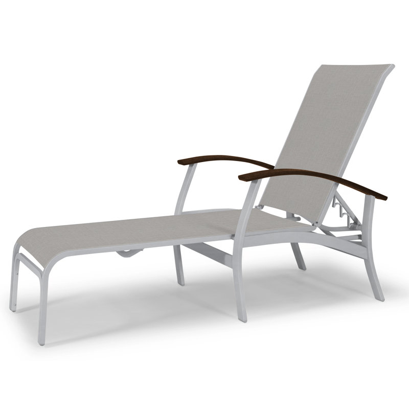 Askar Outdoor Rust-Resistant Metal Chaise Lounge, Textured Beachwood, Alloy Sunbrella®, Kona P10