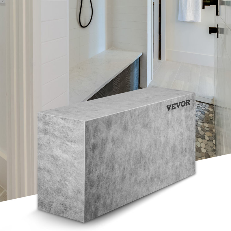 Banc de douche rectangulaire en bois, prêt à carreler et étanche, 97 x 29 x 51 cm