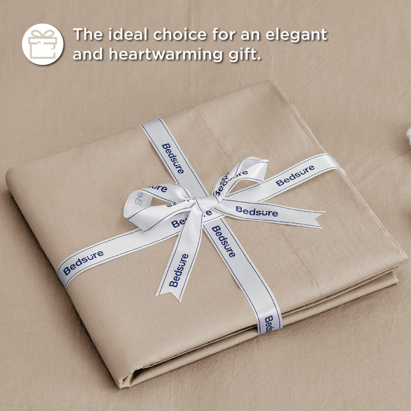 Bedsure 100% Cotton Bed Sheets with Deep Pocket Up to 16", Taupe, Full Sheet Set with 2 Pillowcases