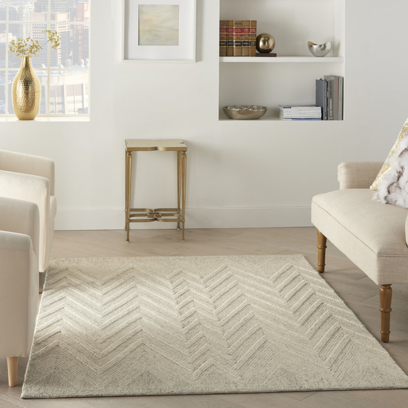 Farhaad 3'9" x 5'9" Ivory/Grey Modern Indoor Rug, Rectangle 3'9" x 5'9"