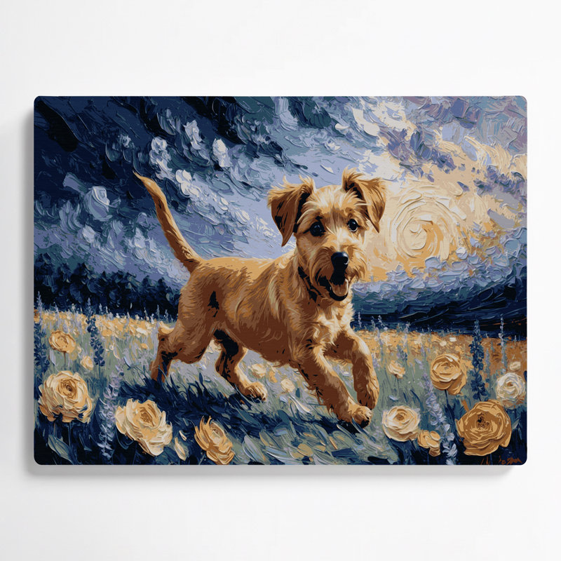 «Dogs Silky Terrier», art mural en métal gris, H 24 po x l 36 po