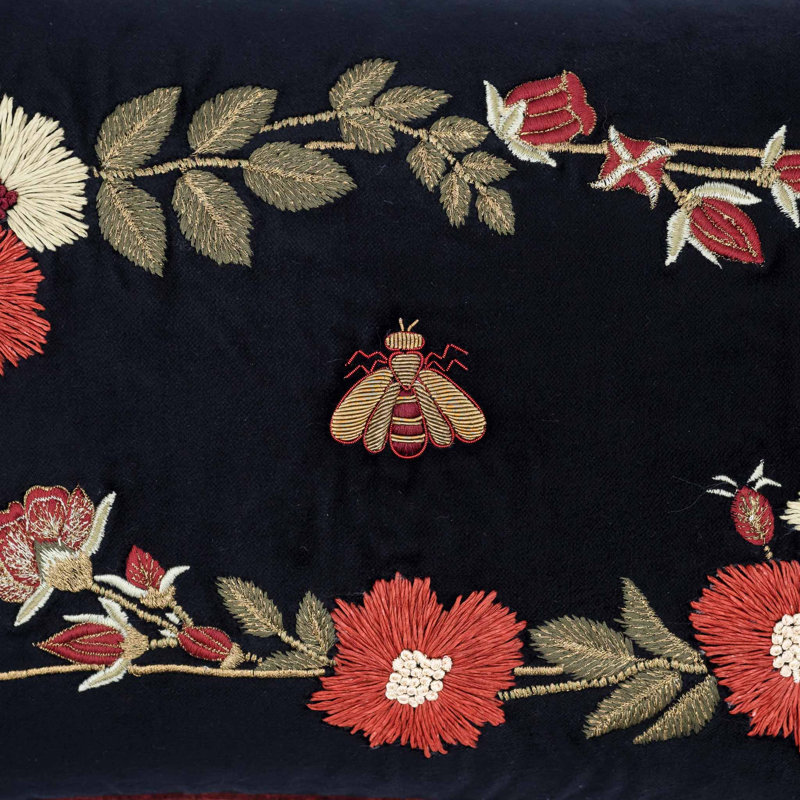 Coussin décoratif en velours Love Bee, 12 po x 20 po