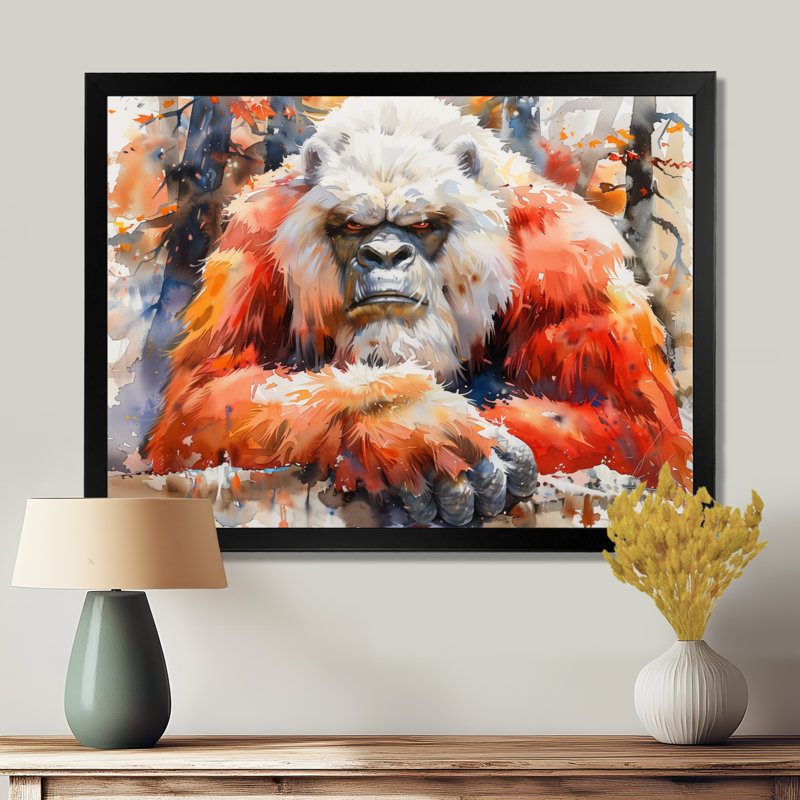 Décoration murale blanc et rouge d'hiver à poils longs Bigfoot, Brown Floater Framed, 16" H x 32" W