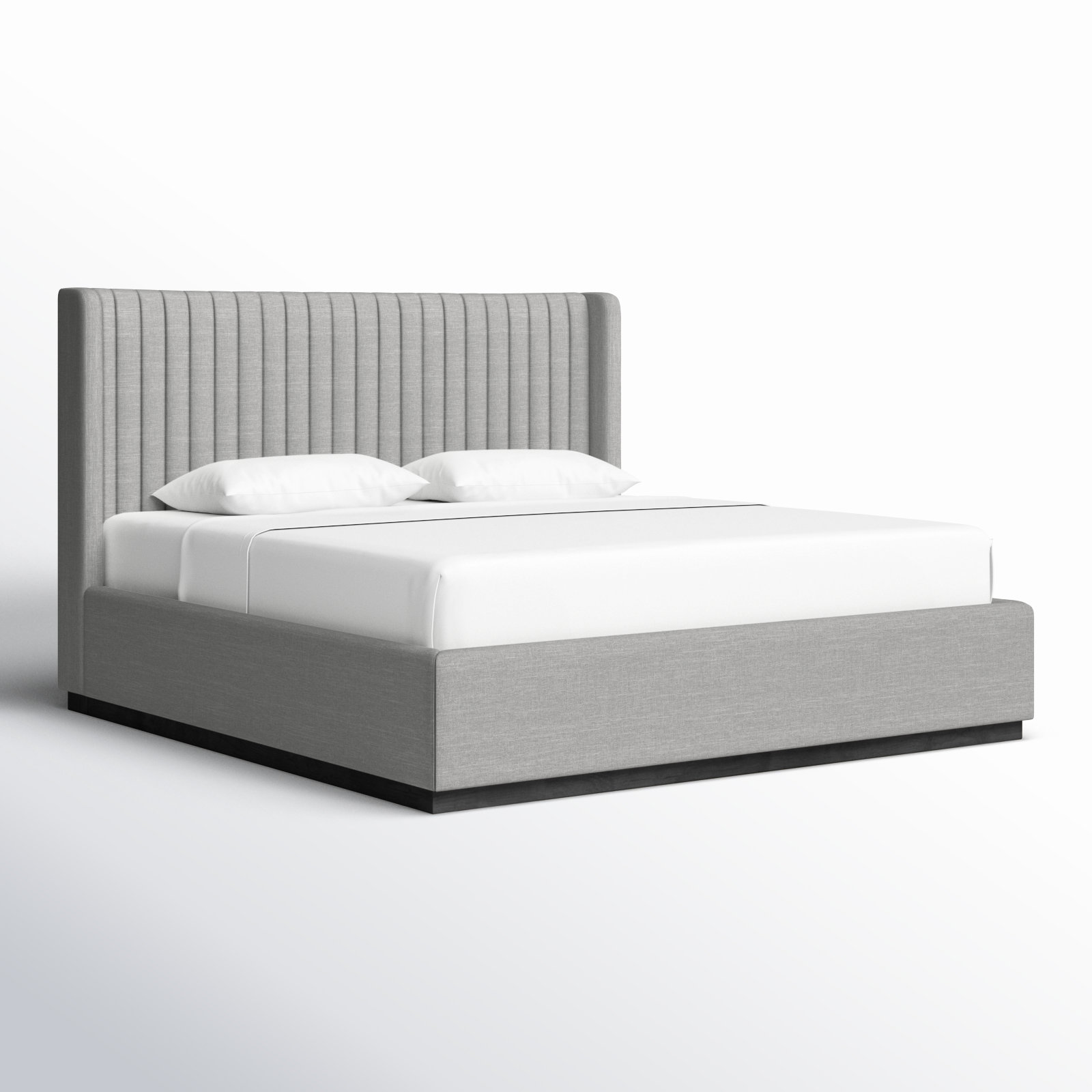 Chamblis Linen Upholstered Bed, King, Grey Linen Textured Fabric